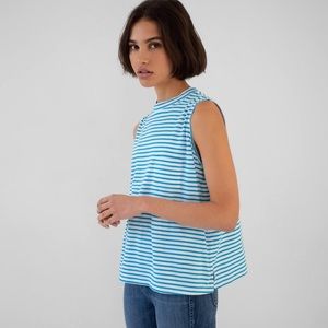 AYR The Fizz sleeveless mock neck tee in Havana stripe, Medium, 💯 Pima cotton